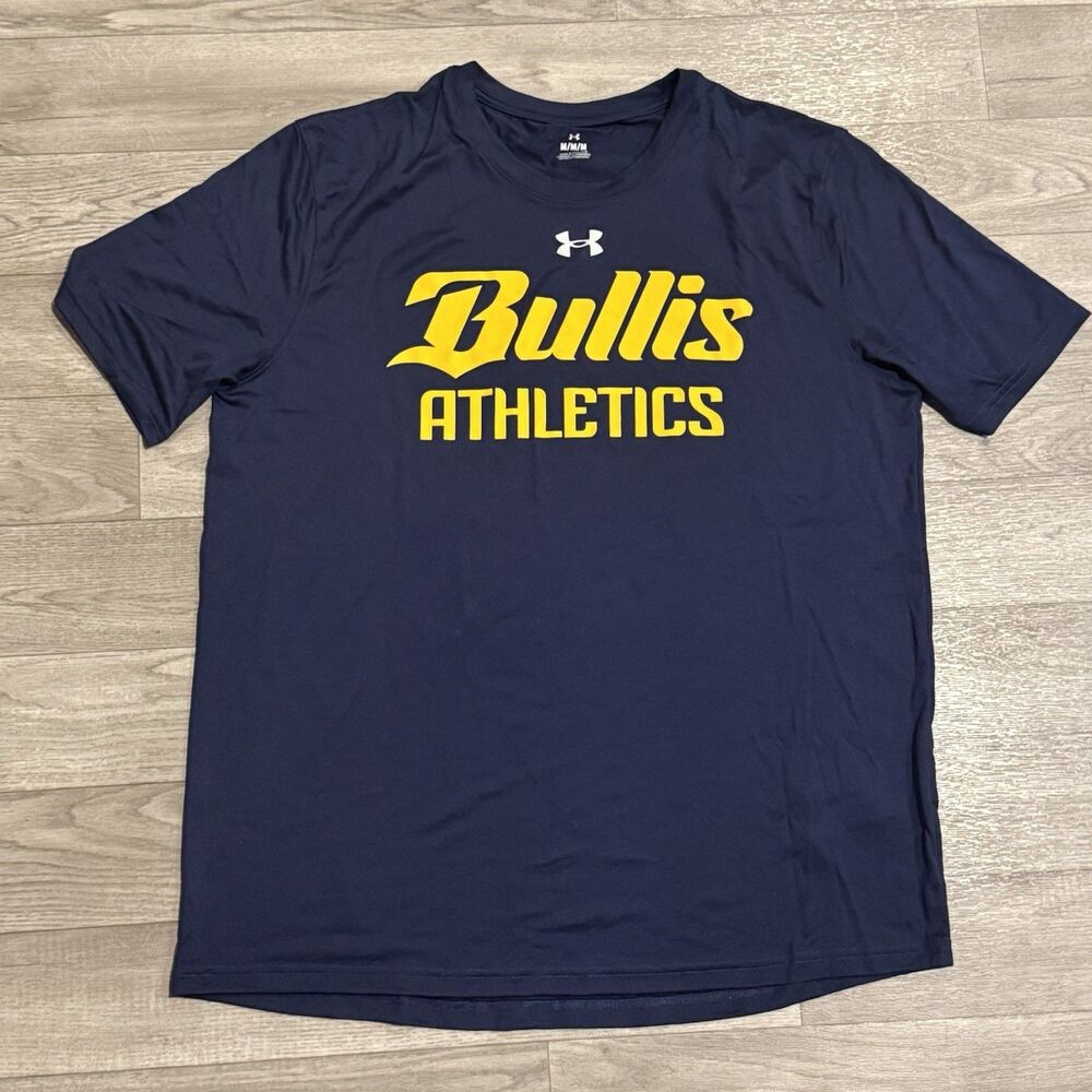 NWOT Under Armour Tech T-Shirt Men M Navy Blue Bullis School Athletics Loose Fit